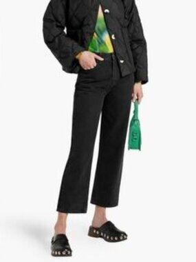 Ganni Betzy Cropped High Rise Jeans — Black